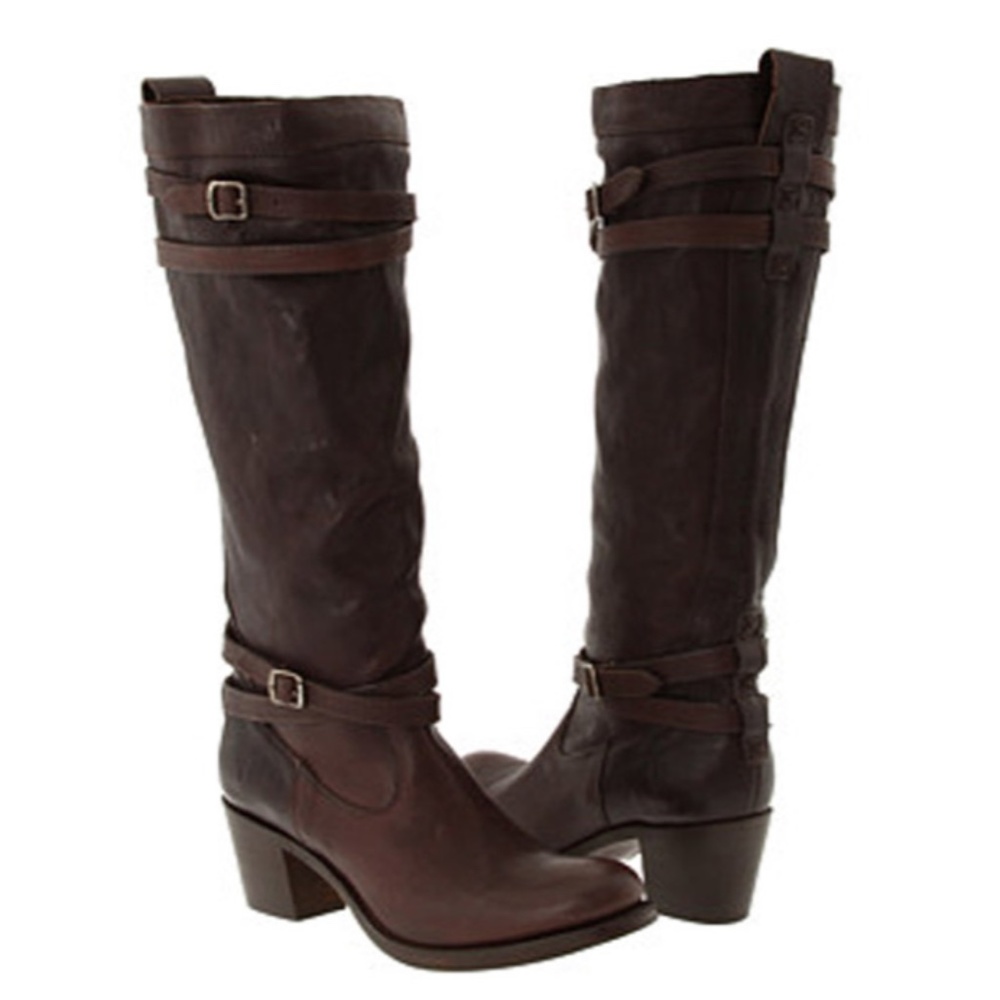 Frye Jane Strappy Boot Dark Brown Size 9M